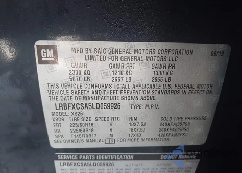 2020 Buick Envision Fwd Essence z USA, uszkodzony, nr VIN LRBFXCSA5LD059926